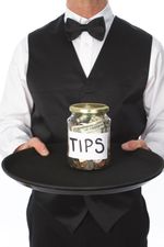 Waiter with tip jar